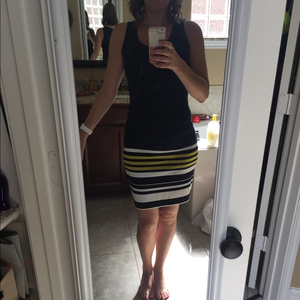 Navy knit skirt and top